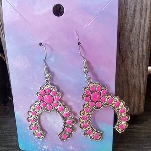 Pink and Silver Dangle Earrings